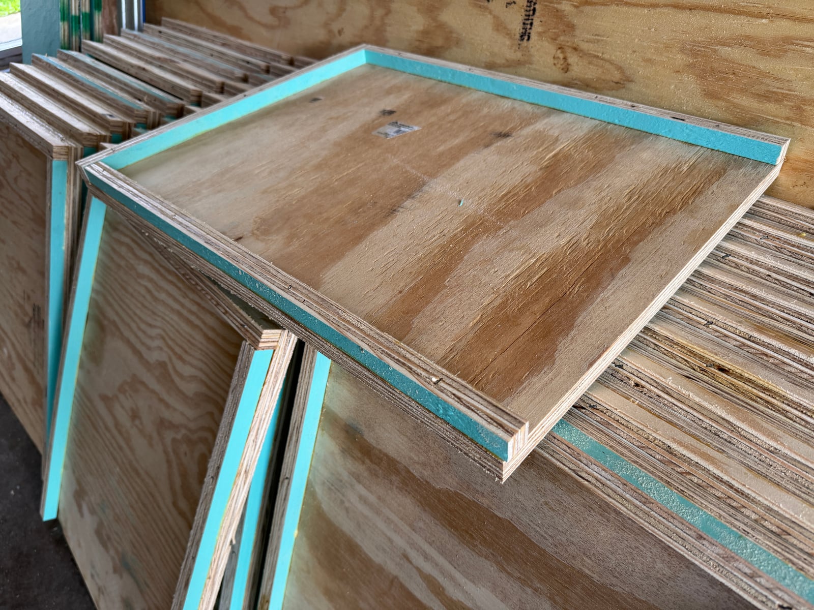 Unpainted inside view of a 10-frame bottom board